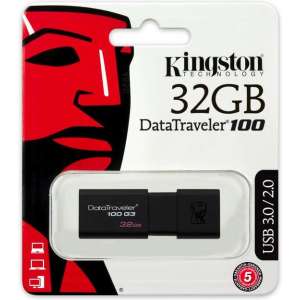 Kingston DataTraveler 100 G3 32GB USB Stick 3.0 Flash Drive - Zwart