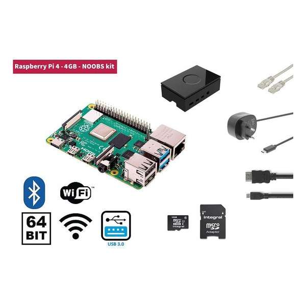 Raspberry Pi 4 4 GB Starter Kit + NOOBS Software Tool