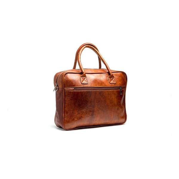 Leren Laptoptas Cognac - Aktetas - 15,6 Inch - Studs & Stones