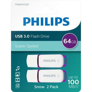 Philips USB flash drive Snow Edition 64GB, USB3.0, LED, 2-pack