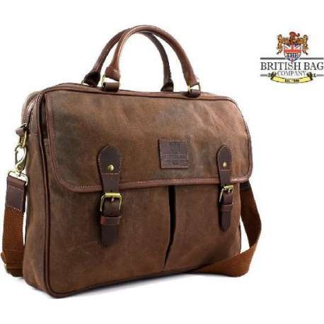 Tas “navigator” Canvas- Wax – Leer Bruin