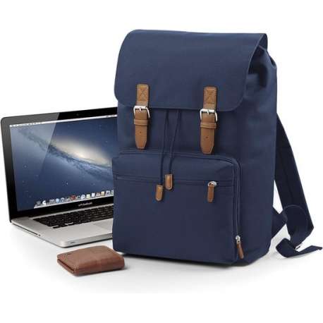 Senvi Vintage Laptop Rugzak Kleur Blauw - Bruin - 18 Liter