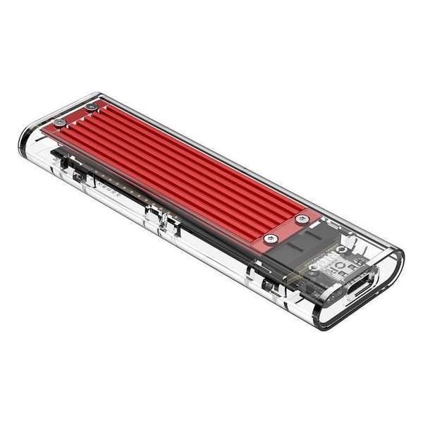 Orico NVMe M.2 SSD behuizing 10Gbps - Transparant - Rood Aluminium