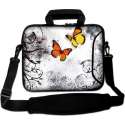 Sleevy 17.3 inch laptoptas oranje vlinders