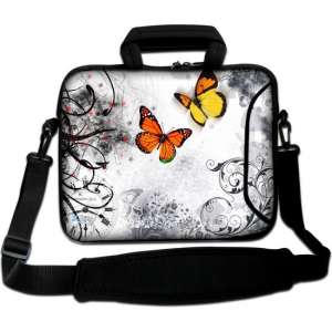 Sleevy 17.3 inch laptoptas oranje vlinders