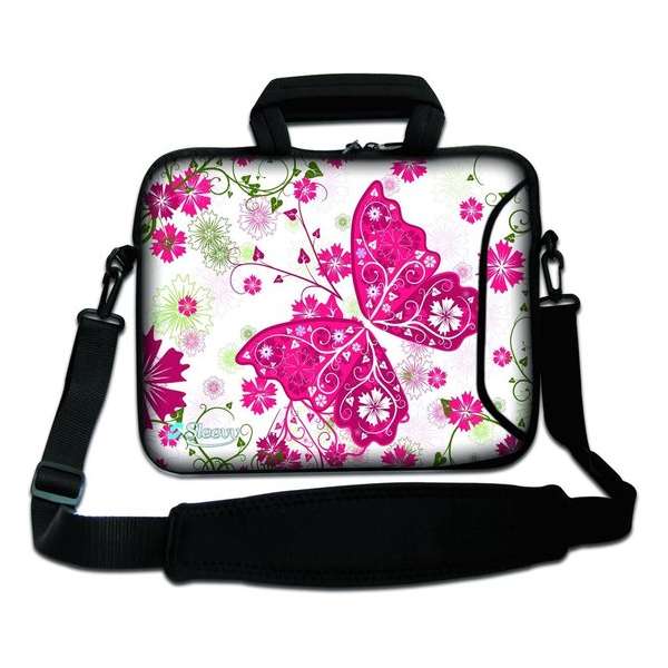 Laptoptas 17.3 inch roze vlinder - Sleevy