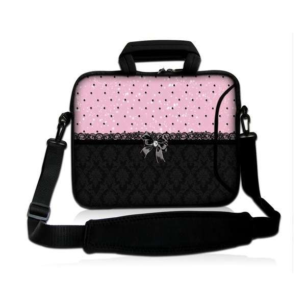 Laptoptas 13,3 inch patroon chic roze zwart - Sleevy