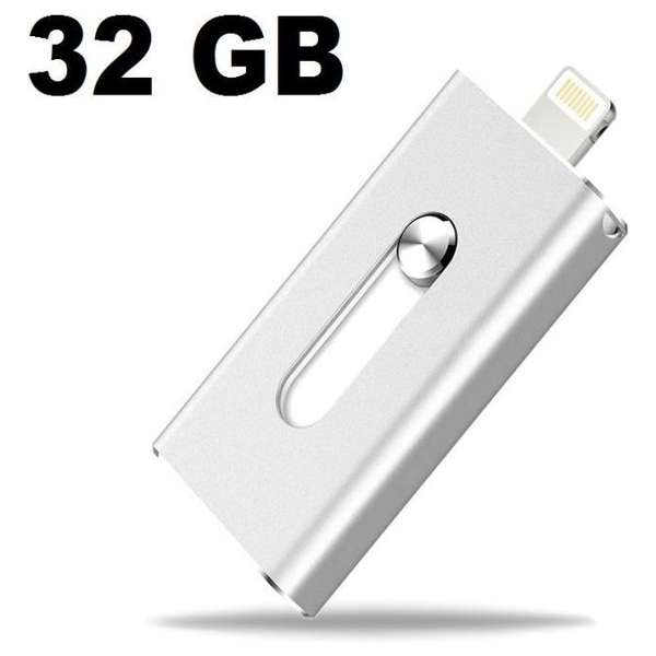Flashdrive 32GB voor Apple/IOS lightning connector. Flash Drive 32GB (ipad / iphone / ipod), zilver , merk i12Cover