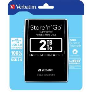 Verbatim Draagbare vaste Store 'n' Go-schijf met USB 3.0 van 2 TB Black