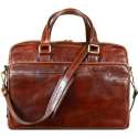 Bruin Leren Briefcase Laptop Tas - ORLANDO