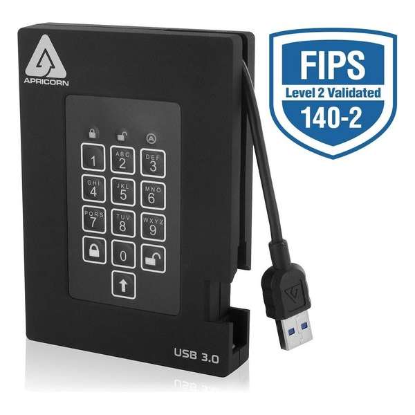 Apricorn Padlock Fortress - FIPS validated, 2TB USB 3.0