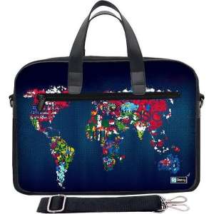 Laptoptas 15,6 / schoudertas artistieke wereldkaart - Sleevy - laptoptas - schooltas