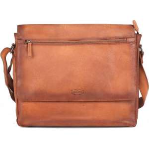 Sparwell lederen tas - Altima - leren schoudertas / messenger tas – Cognac / camel