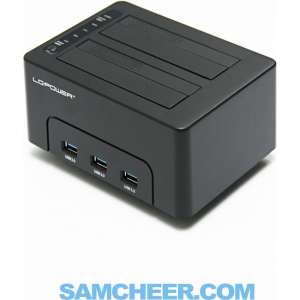 LC-Power LC-DOCK-U3-HUB basisstation voor opslagstations USB 3.0 (3.1 Gen 1) Type-B Zwart