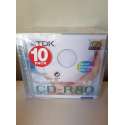 TDK CD-R80 recordable 700mb inktjet printable disc  10st