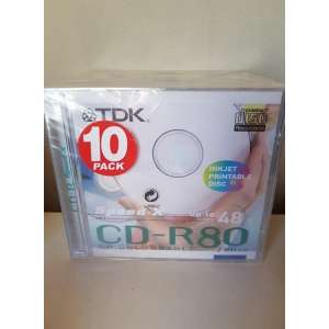 TDK CD-R80 recordable 700mb inktjet printable disc  10st
