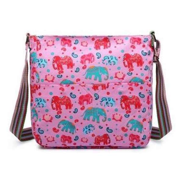 MISS LULU Canvas Schoudertas ELEPHANT . - L1104E PK)