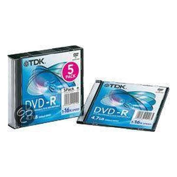 TDK DVD-R 120min/4,7GB 16x 5 stuks in jewelcase