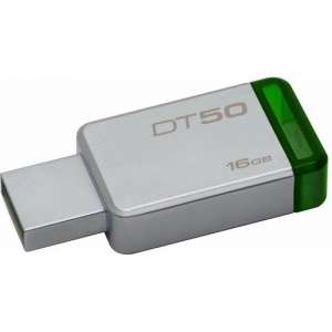 Het origineel Kingston 16GB Technology DataTraveler 50 USB 3.0 (3.1 Gen 1) USB-Type-A-aansluiting Groen, Zilver USB flash drive
