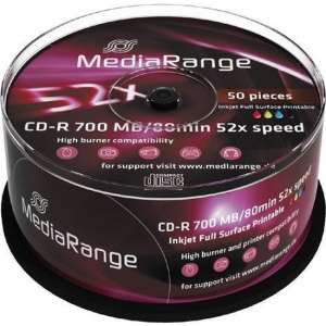 MediaRange CD-R 700MB/80min Printable 52x Cake 50