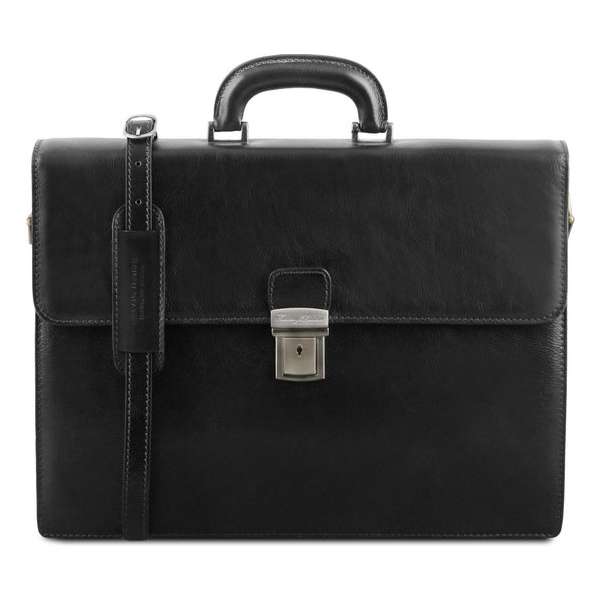 Tuscany Leather 1st Class Unisex Aktetas Zwart