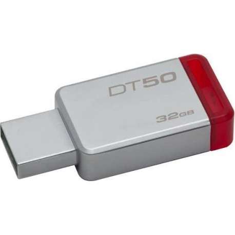 Kingston DataTraveler 50 - Rood,Zilver USB-stick - 32 GB 100% origineel