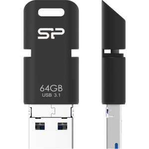 Silicon Power 64GB Mobile C50 3-in-1 USB 3.1/ Micro-USB/ USB type-C COB flashdrive Zwart