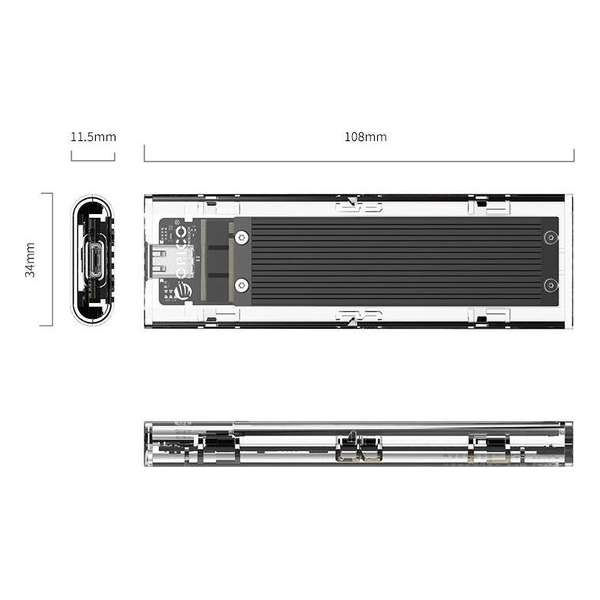 Orico NVMe M.2 SSD behuizing 10Gbps - Transparant - Zwart aluminium