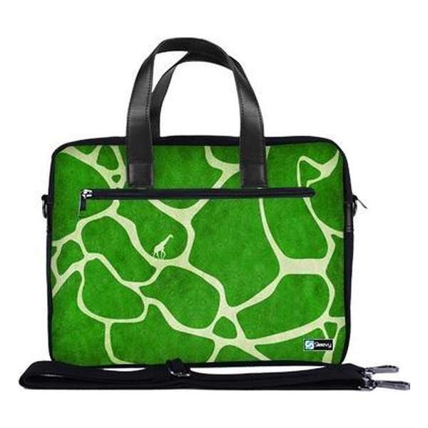 Laptoptas 13,3 / schoudertas groene giraffe print - Sleevy - laptoptas - schooltas