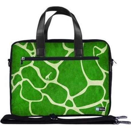 Laptoptas 13,3 / schoudertas groene giraffe print - Sleevy - laptoptas - schooltas