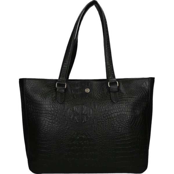 FMME Cathy shopper/laptoptas 15.6 inch black croco