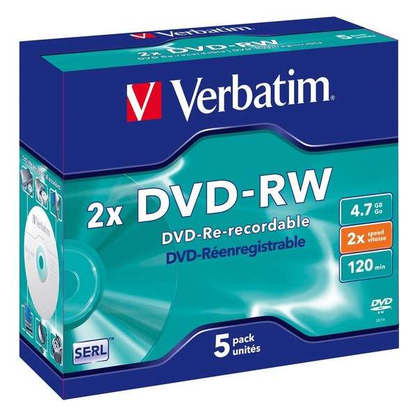 Verbatim DVD-RW 4,7GB 120min  - 5 Stuks / Jewelcase