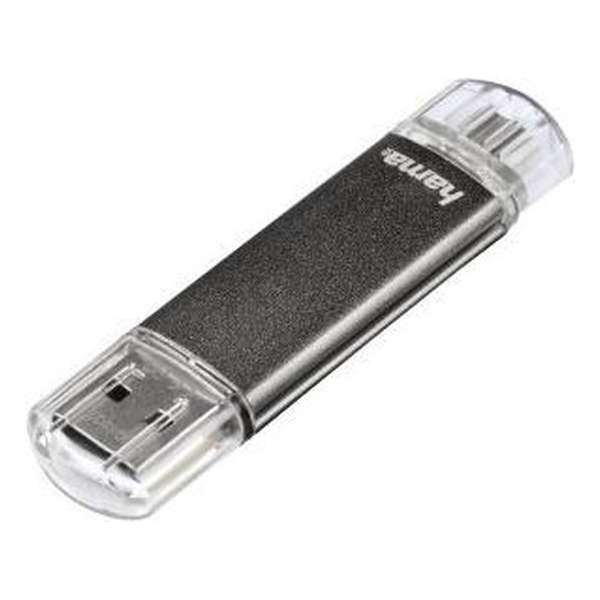 Hama Laeta Twin USB flash drive 8 GB USB Type-A 2.0 Grijs