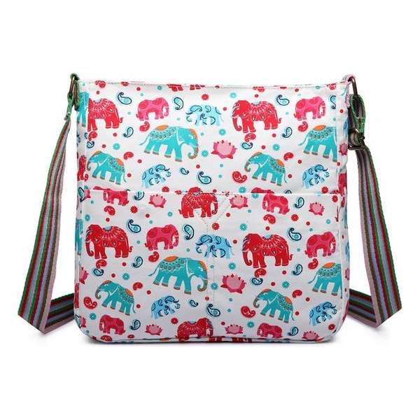 Miss Lulu Canvas Schoudertas met Olifantprint (L1104E BG)