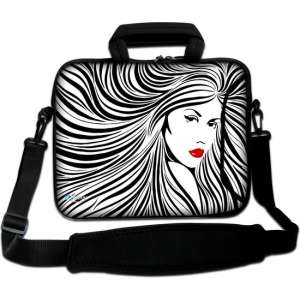 Sleevy 17,3 laptoptas artistieke vrouw in zwart/wit