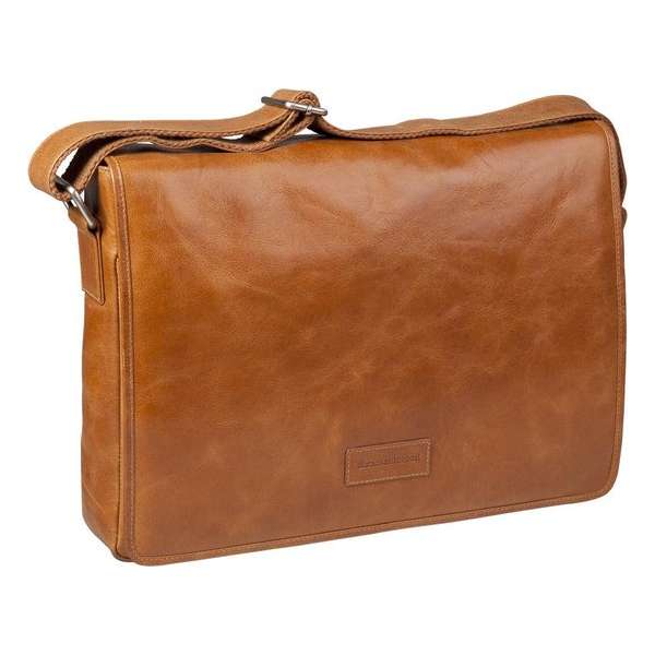 "Leather messenger bag Marselisborg - tan - voor tot 14"""