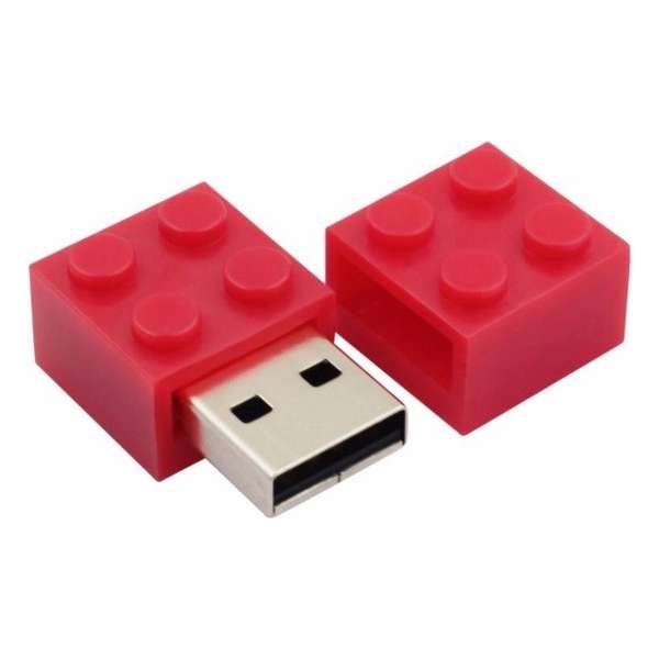 LeuksteWinkeltje USB stick 8 GB - Lego blokje - rood