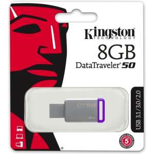 Kingston DataTraveler 50 - USB-stick - 8 GB-Grijs Paars