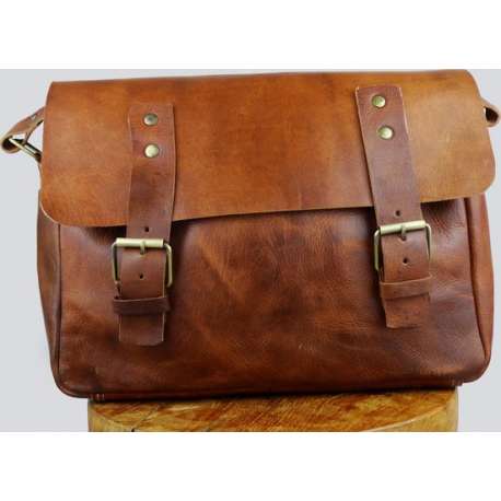 Leren Laptoptas - Unisex - Bruin - Alaabouch