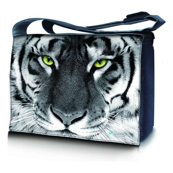 Laptoptas / messenger tas 15,6 witte tijger - Sleevy