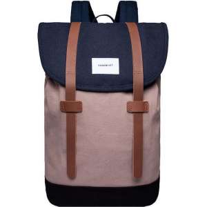 Sandqvist Rugzak Stig Multi Navy Brown SQA1361 Canvas - Bruin 14 Lt