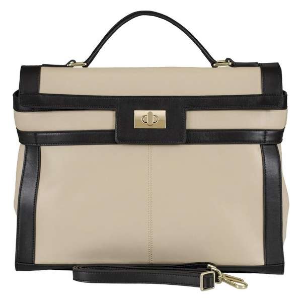 BELUCIA SALE BELUCIA CARRARA DAMES HANDTAS - SCHOUDERTAS LARGE NAPPA-SCHAPENLEER BICOLOR BEIGE - ZWART Dames Handtas Zwart