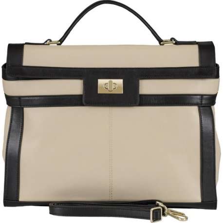 BELUCIA SALE BELUCIA CARRARA DAMES HANDTAS - SCHOUDERTAS LARGE NAPPA-SCHAPENLEER BICOLOR BEIGE - ZWART Dames Handtas Zwart