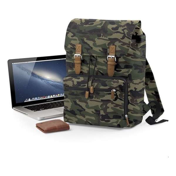 Senvi Vintage Laptop Rugzak Kleur Camouflage - Zwart - 18 Liter