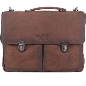 Sparwell leren tas - Lederen aktetas - 15.5 inch laptoptas - Donker bruin