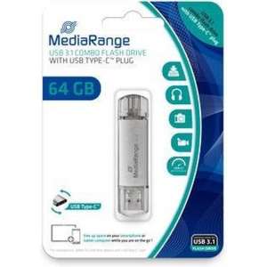MediaRange MR937 USB flash drive 64 GB USB Type-A / USB Type-C 3.2 Gen 1 (3.1 Gen 1) Zilver