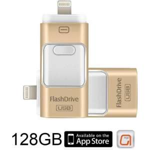 DrPhone Flashdrive 128 GB USB Stick iPhone / iPad / Samsung USB Stick - Micro USB Naar USB Type A - Geheugenstick Data