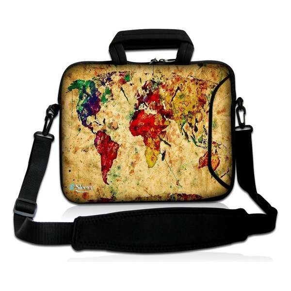 Laptoptas 14 inch wereldkaart - Sleevy