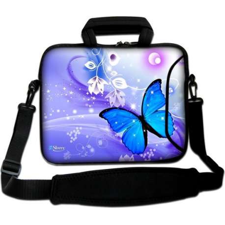 Sleevy 17.3 inch laptoptas blauwe vlinder