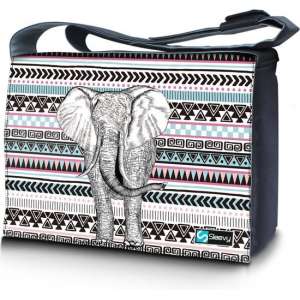 Messengertas / laptoptas 17,3 inch olifant en patroon - Sleevy - laptoptas - schooltas